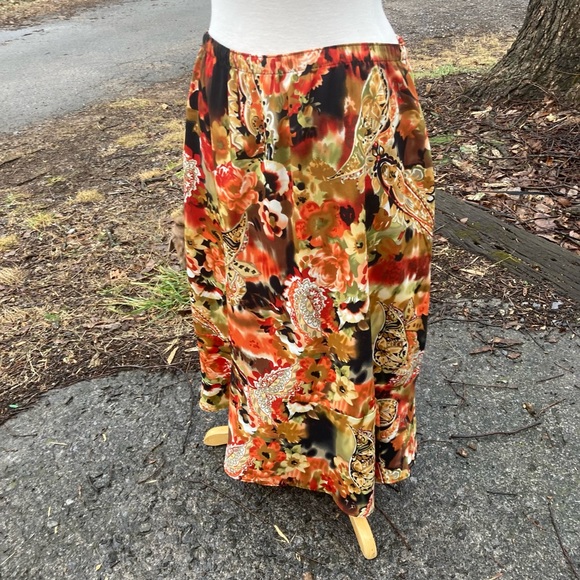 SOUTHERN LADY VINTAGE ABSTRACT FLORAL      A LINE MAXI SKIRT WOMENS 10 - Picture 3 of 8